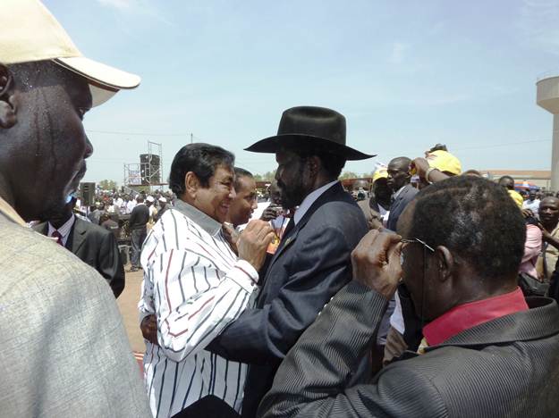 President Salva Kiir Hugs Mohammed Wordi When He (Kiir) Was Launching His Elections Campaign in Juba on Wednesday, February 24, 2010 Photos by Comrade Larco Lomayat